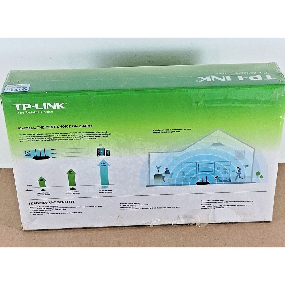 NEW TP-Link N450 Wi-Fi Router-Wireless Internet Router TL-WR940N - Picture 5 of 6